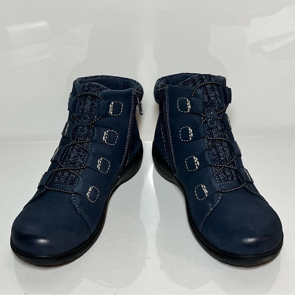Clarks Collection Carleigh Jade Leather & Knit Ankle Boots - Picture 4 of 6